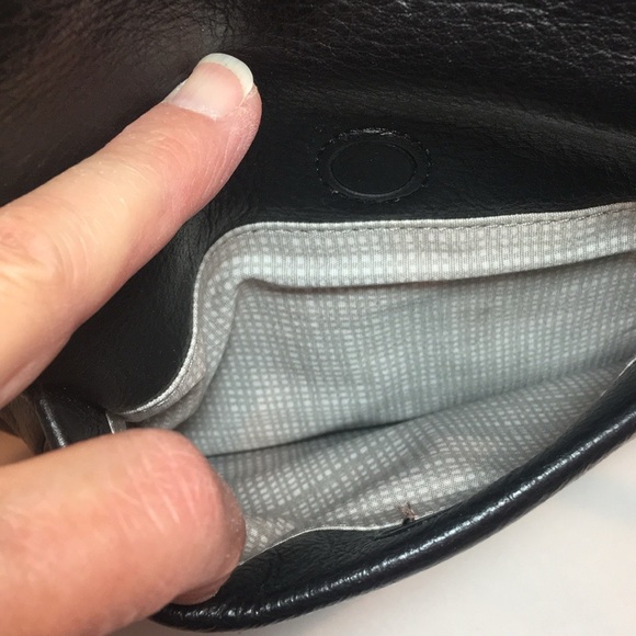 Brighton black pebble leather with cross grain front panel shoulder bag - Picture 8 of 17